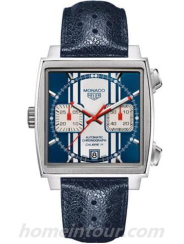 豪雅CAW211D.FC6300男表摩纳哥Monaco系列-蓝色表带/表径39mm