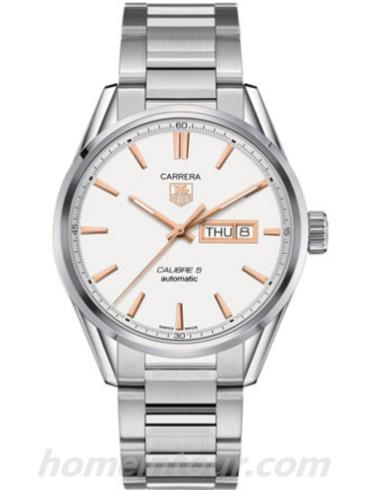 豪雅WAR201D.BA0723男表卡莱拉Carrera系列-银色表带/表径41mm