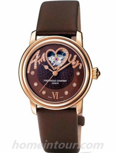 康斯登FC-310CSQ2PD4女表自动女装系列-棕色表带/表径34mm