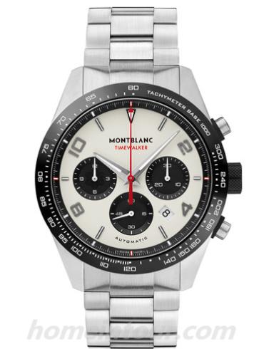 万宝龙118490男表时光行者系列-银色表带/表径43mm