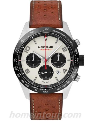 万宝龙118488男表时光行者系列-棕色表带/表径43mm