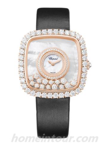 萧邦204368_5001女表Happy Diamonds系列-黑色表带/表径37.85 x 37.85mm