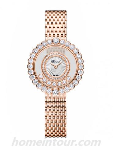 萧邦204180_5201女表Happy Diamonds系列-玫金色表带/表径30.3mm