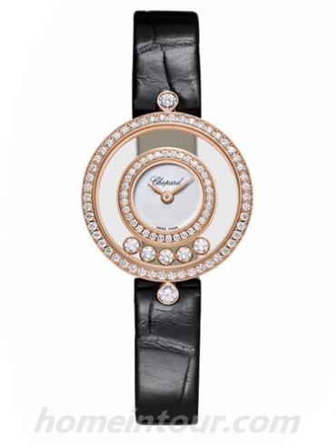 萧邦203957_5201女表Happy Diamonds系列-黑色表带/表径25mm