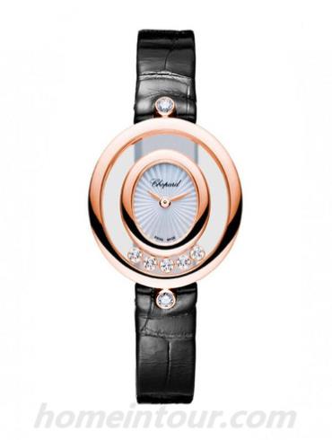 萧邦204305_5201女表Happy Diamonds系列-黑色表带/表径28.8x25.8mm