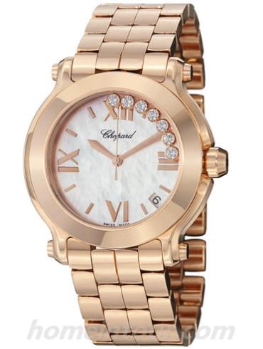 萧邦277472-5002女表Happy Diamonds系列-玫金色表带/表径36mm