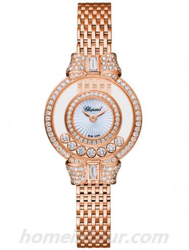 萧邦205596-5201女表Happy Diamonds系列-玫金色表带/表径25mm