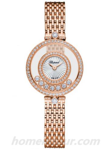 萧邦209408-5001女表Happy Diamonds系列-玫金色表带/表径25.8mm