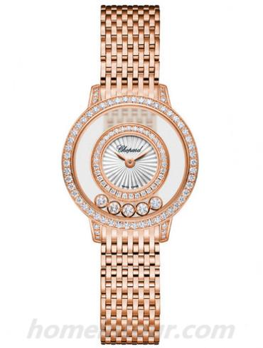 萧邦209411-5001女表Happy Diamonds系列-玫金色表带/表径25.8mm