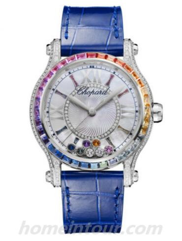 萧邦274891-1007女表Happy Diamonds系列-蓝色表带/表径36mm