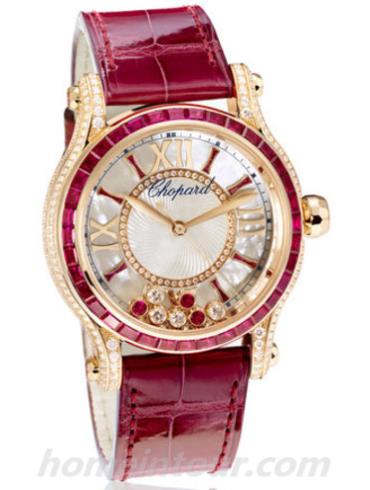 萧邦274891-5004女表Happy Diamonds系列-红色表带/表径36mm