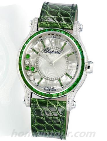 萧邦274891-1004女表Happy Diamonds系列-绿色表带/表径36mm