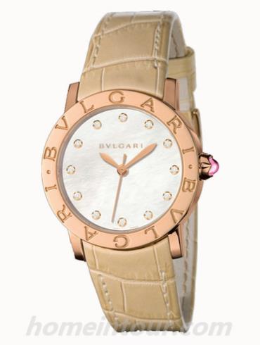 宝格丽BBLP33WGL_12女表BVLGARI系列-米色表带/表径33mm