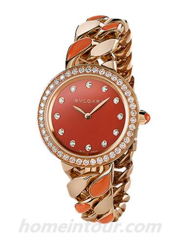 宝格丽BBCP31C8GDGCO.1T_1女表BVLGARI系列-玫瑰金色/红色表带/表径31mm