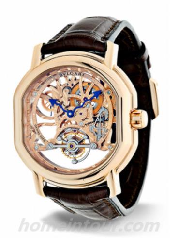 宝格丽BRRP44GLBDTBSK男表DANIEL ROTH系列-棕色表带/表径44mm