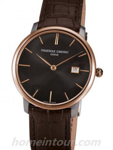 康斯登FC-306G4STZ9男表超薄迷你女装系列-深棕色表带/表径40mm