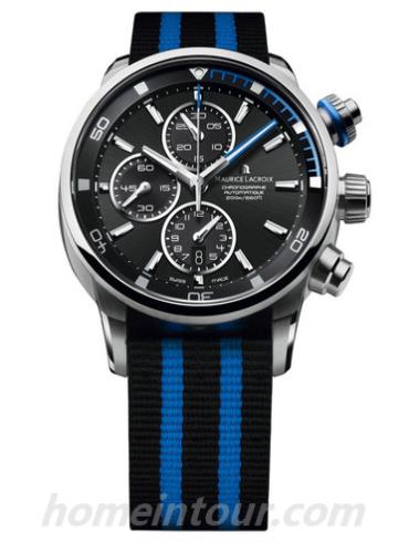 艾美PT6008-SS002-331-1bianzhidai男表奔涛系列-黑色/蓝色表带/表径43mm