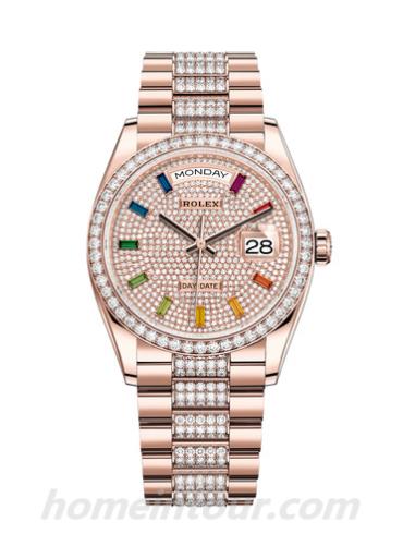 劳力士128345RBR-0043男表星期日历型-表带/表径36mm