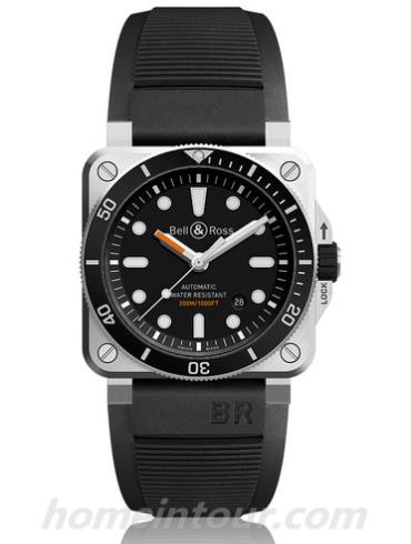 柏莱士BR0392-D-BL-ST_SRB男表MARINE系列-黑色表带/表径42mm