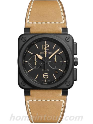 柏莱士BR_03-94_HERITAGE_CERAMIC男表AVIATION系列-黄色表带/表径42mm