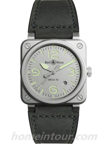 柏莱士BR0392_GR_ST_SCA男表AVIATION系列-灰色表带/表径42mm