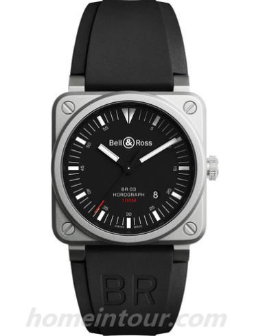 柏莱士BR0392_HOR_BLC_SRB男表AVIATION系列-黑色表带/表径42mm