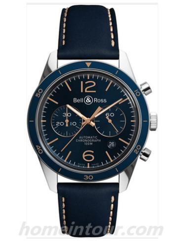 柏莱士BR_126_AERONAVALE男表VINTAGE系列-蓝色表带/表径43mm