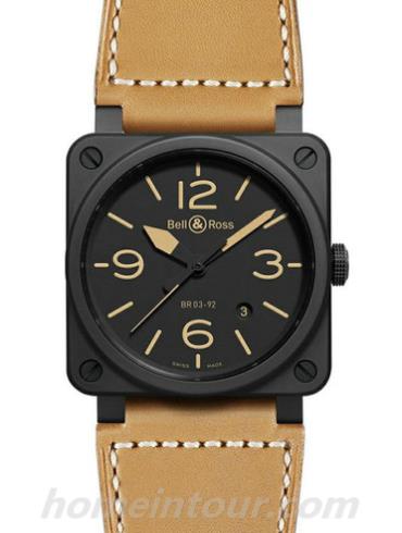 柏莱士BR_03-92_HERITAGE_CERAMIC男表AVIATION系列-棕色表带/表径42mm