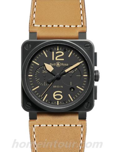 柏莱士BR_03-94_HERITAGE男表AVIATION系列-棕色表带/表径42mm