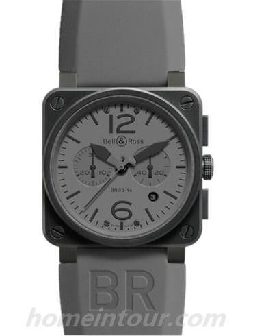 柏莱士BR_03-94_COMMANDO男表AVIATION系列-灰色表带/表径42mm
