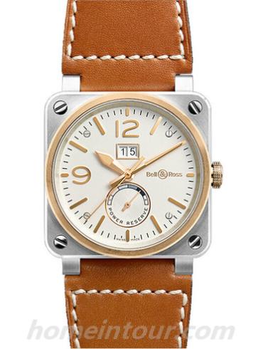 柏莱士BR_03-90_STEEL_ROSE_GOLD男表AVIATION系列-棕色表带/表径42mm