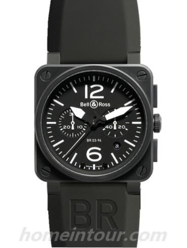 柏莱士BR_03-94_CARBON男表AVIATION系列-黑色表带/表径42mm