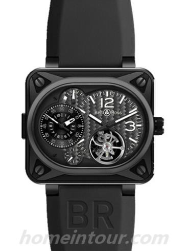 柏莱士BR_MINUTEUR_TOURBILLON_TITANIUM男表AVIATION系列-黑色表带/表径44x50mm