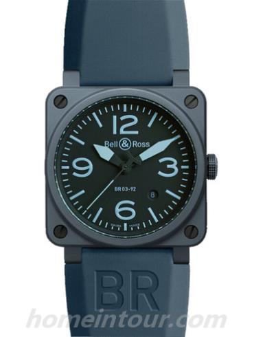 柏莱士BR_03-92_BLUE_CERAMIC男表AVIATION系列-蓝色表带/表径42mm
