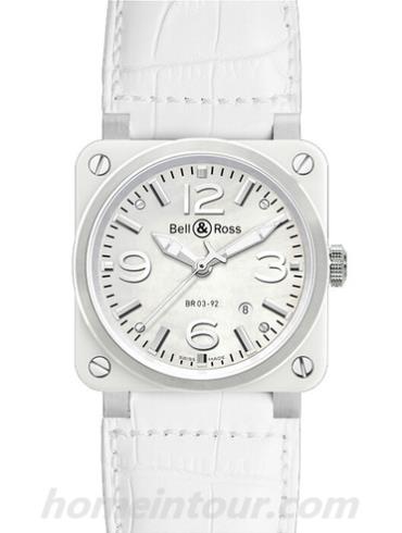 柏莱士BR_03_WHITE_CERAMIC女表AVIATION系列-白色表带/表径42mm