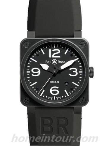 柏莱士BR_03-92_CARBON男表AVIATION系列-黑色表带/表径42mm