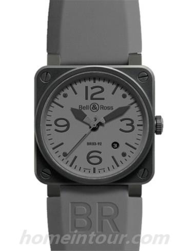 柏莱士BR_03-92_COMMANDO男表AVIATION系列-灰色表带/表径42mm