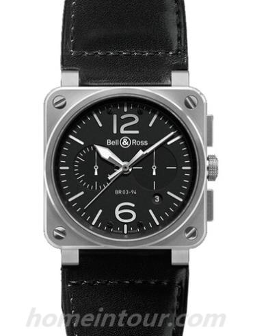 柏莱士BR_03-94_STEEL男表AVIATION系列-黑色表带/表径42mm