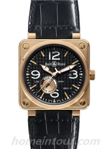 柏莱士BR_01-97_ROSE_GOLD男表AVIATION系列-黑色表带/表径46mm