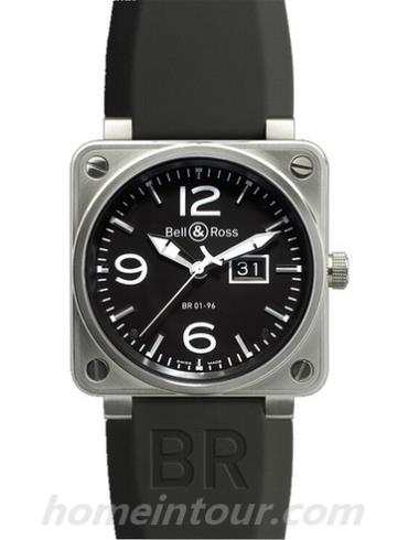 柏莱士BR_01-96_GRANDE_DATE男表AVIATION系列-黑色表带/表径46mm