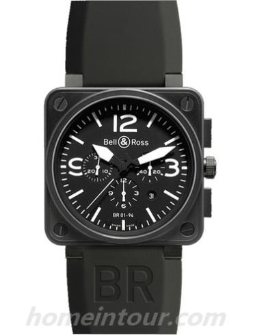 柏莱士BR_01-94_CARBON男表AVIATION系列-黑色表带/表径46mm