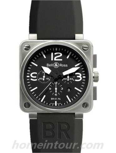 柏莱士BR_01-94_STEEL男表AVIATION系列-黑色表带/表径46mm