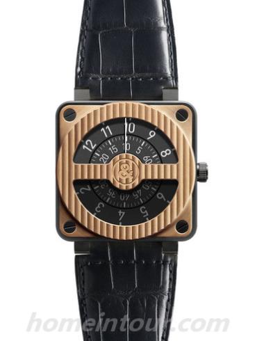 柏莱士BR_01-92_COMPASS_ROSE_GOLD_CARBON男表AVIATION系列-黑色表带/表径46mm