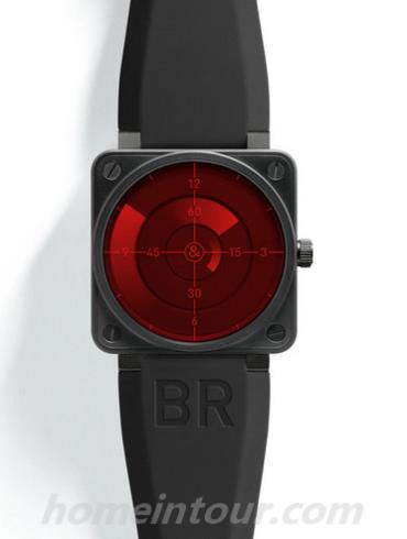 柏莱士BR_01_RED_RADAR男表AVIATION系列-黑色表带/表径46mm