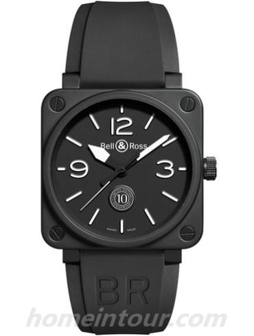 柏莱士BR01_92_10TH_Rubber_Folded男表AVIATION系列-黑色表带/表径46mm
