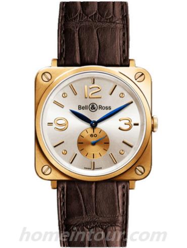 柏莱士BR_S_ROSE_GOLD_PEARL_DIAL男表AVIATION系列-褐色表带/表径39mm