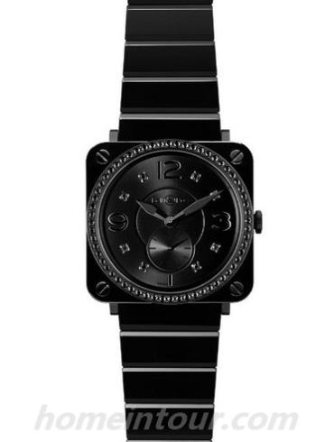 柏莱士BR_S_BLACK_CERAMIC_PHANTOM_DIAMONDS男表AVIATION系列-黑色表带/表径39mm