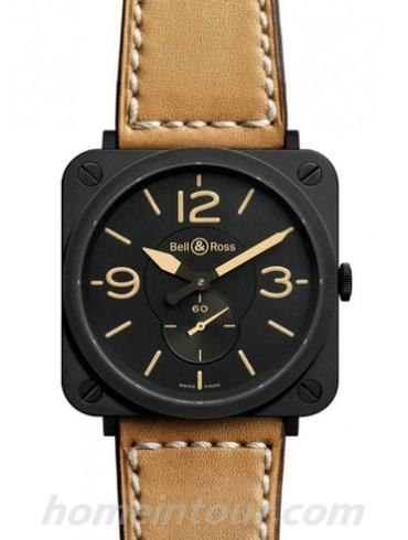 柏莱士BR_S_HERITAGE男表AVIATION系列-棕黄色表带/表径39mm