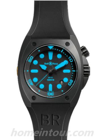 柏莱士BR_02-92_BLUE男表MARINER系列-黑色表带/表径44mm