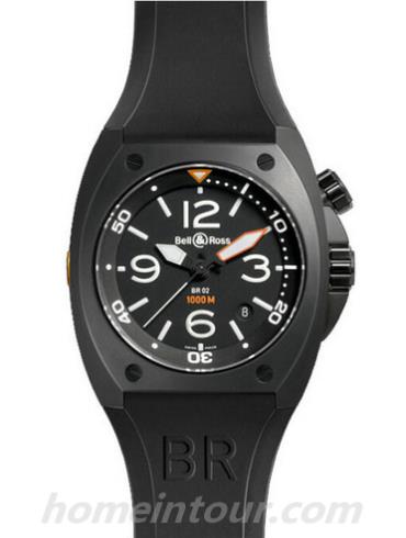 柏莱士BR_02-92_CARBON男表MARINE系列-黑色表带/表径44mm